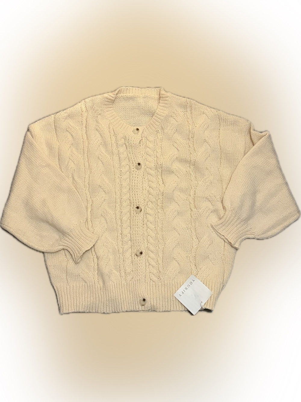 NWT Cream Cable Knit Button-Front Sweater Cardigan